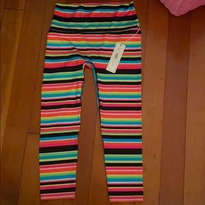 NWT K Deer Capri Leggings Stripes Large